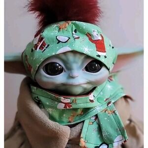 Christmas Hat & Scarf Set Fits 11" Child baby Grogu yoda Lifesize Sideshow Dolls
